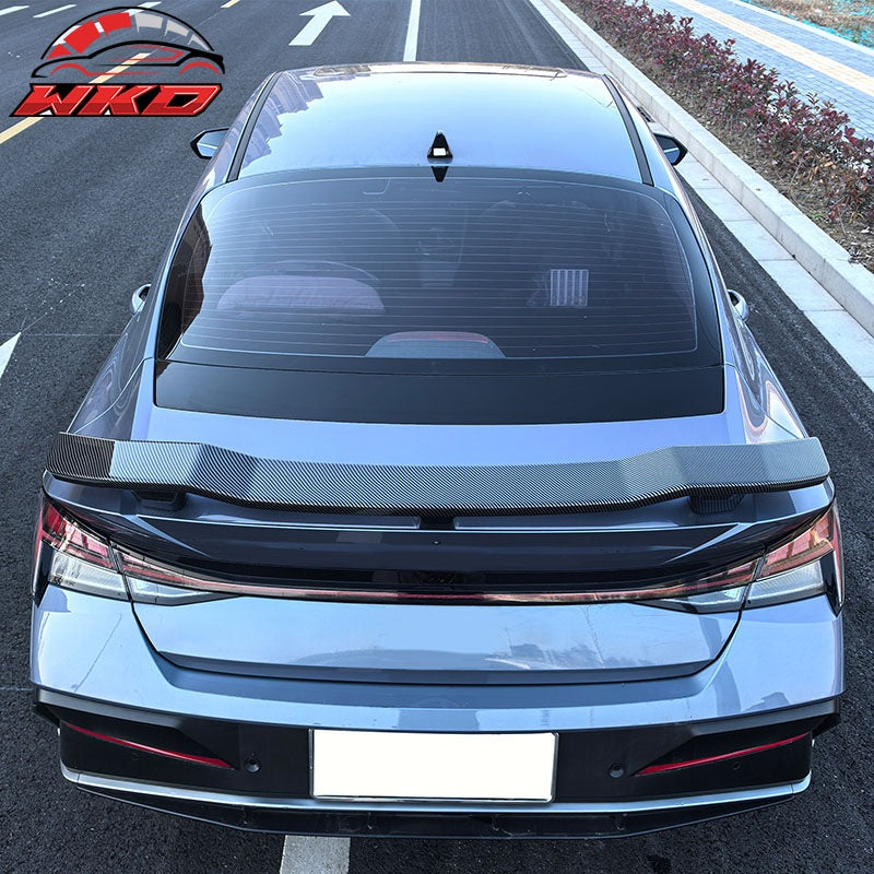 Fits 21-26 Hyundai Elantra N Style Trunk Spoiler Wing Lid Carbon Fiber Print ABS