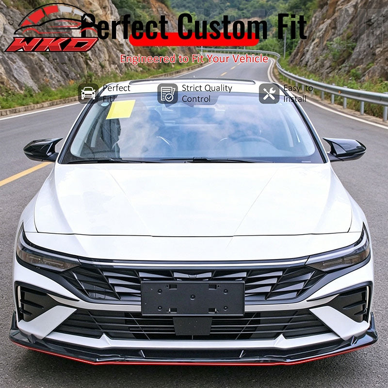 Fits 24-26 Hyundai Elantra Sedan IKON Front Bumper Lip Chin Spoiler Gloss Black