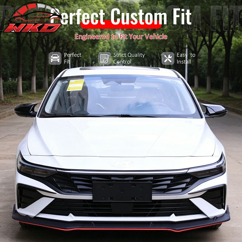 Wholesale 24-26 Hyundai Elantra Sedan IKON Front Bumper Lip Chin Spoiler Matte Black - Wikond Auto