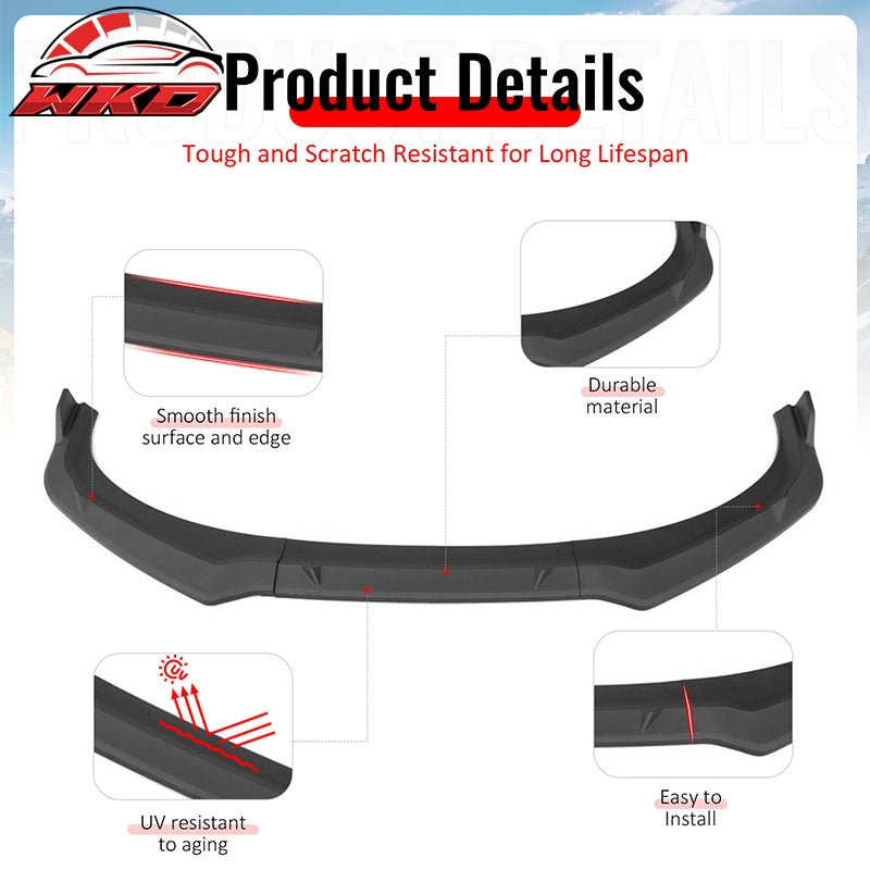 Wholesale 24-26 Hyundai Elantra Sedan IKON Front Bumper Lip Chin Spoiler Matte Black - Wikond Auto