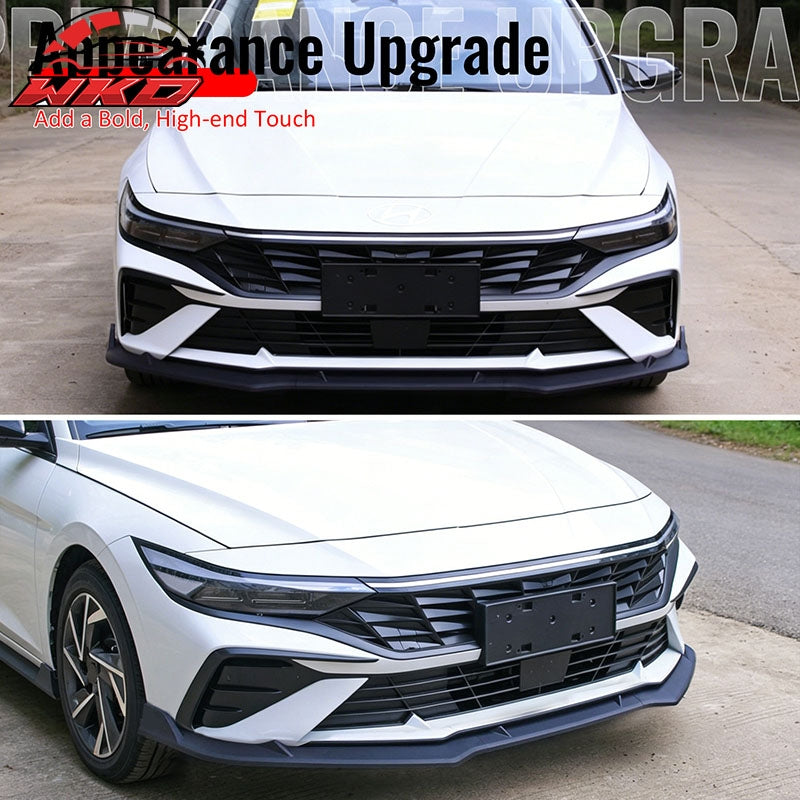 Wholesale 24-26 Hyundai Elantra Sedan IKON Front Bumper Lip Chin Spoiler Matte Black - Wikond Auto