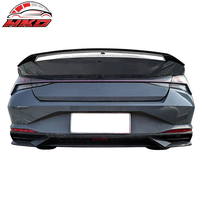 Fits 21-26 Hyundai Elantra Sedan Rear Trunk Spoiler Wing ABS Carbon Fiber Print