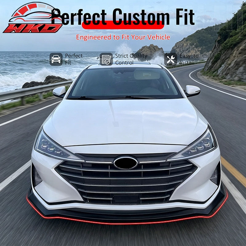 Wholesale 19-20 Hyundai Elantra Sedan Unpainted Front Bumper Lip Spoiler PU 3PCS Set - Wikond Auto