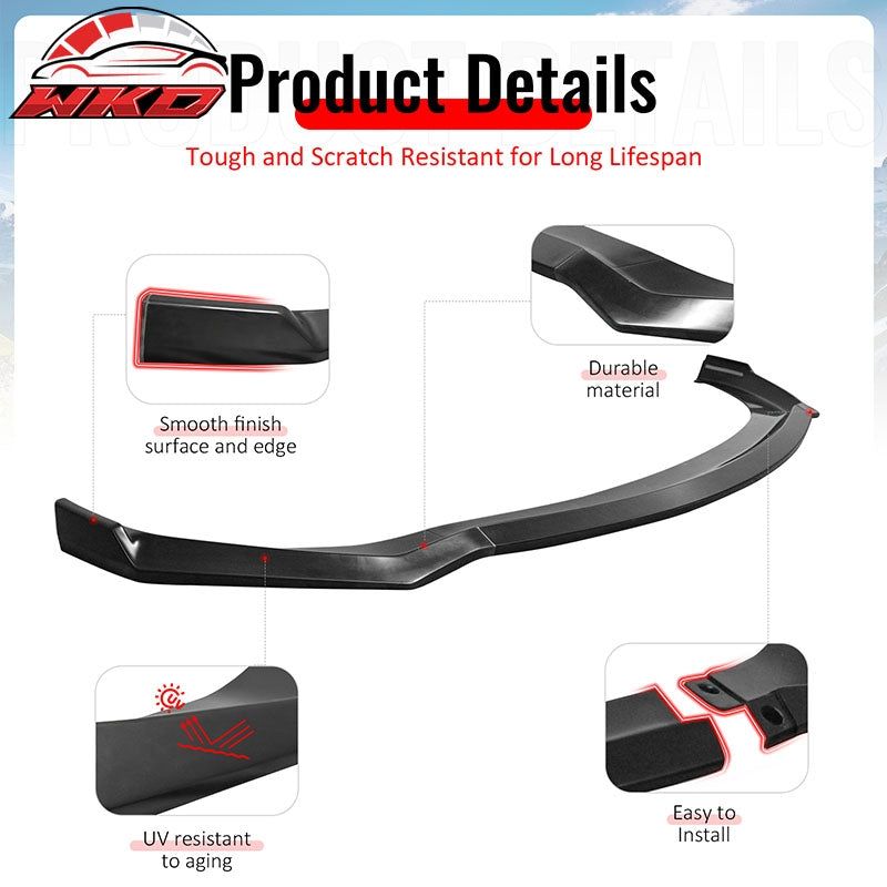 Wholesale 19-20 Hyundai Elantra Sedan Unpainted Front Bumper Lip Spoiler PU 3PCS Set - Wikond Auto