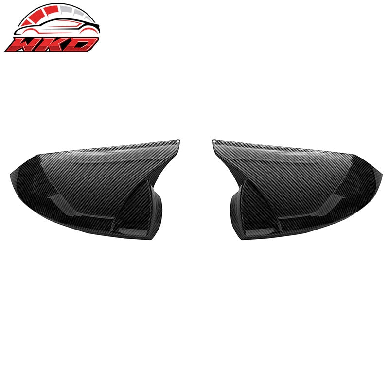 Fit 21-26 Hyundai Elantra 2PC Rear View Side Mirror Cover ABS Carbon Fiber Print