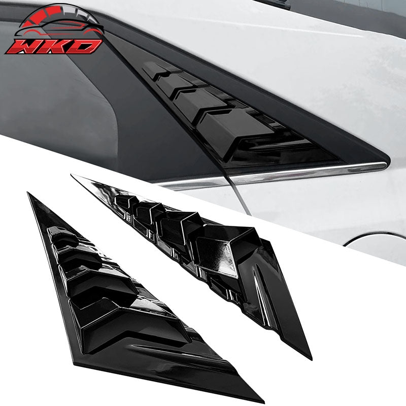 Fits 21-26 Hyundai Elantra 4DR Gloss Black ABS 2PC Rear Side Vent Window Louver