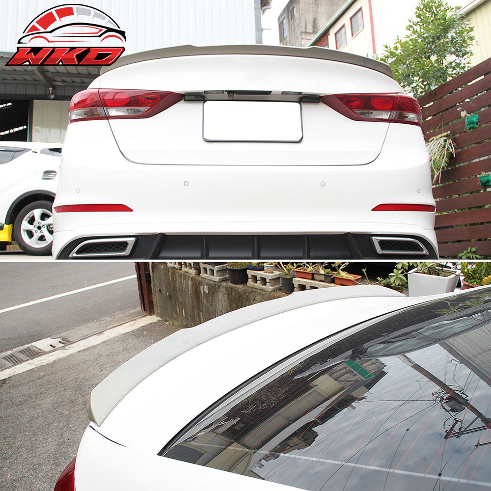 Fits 16-18 Hyundai Elantra 4-Door OE Style Trunk Spoiler Painted #EB Ebony Black