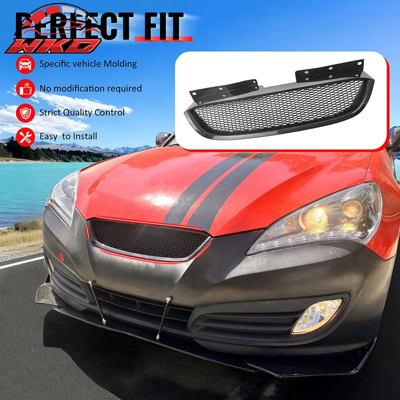 Fits 10-12 Hyundai Genesis Coupe Honeycomb Style Upper Grille Carbon Fiber Print