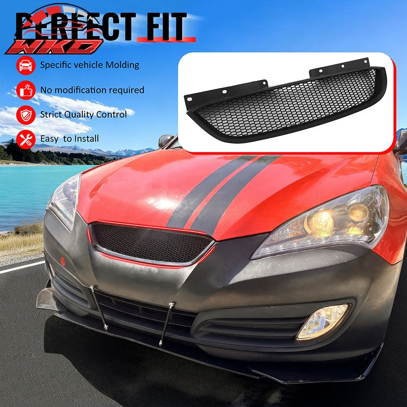 Fits 10-12 Hyundai Genesis Coupe Honeycomb Style Upper Grille Matte Black ABS