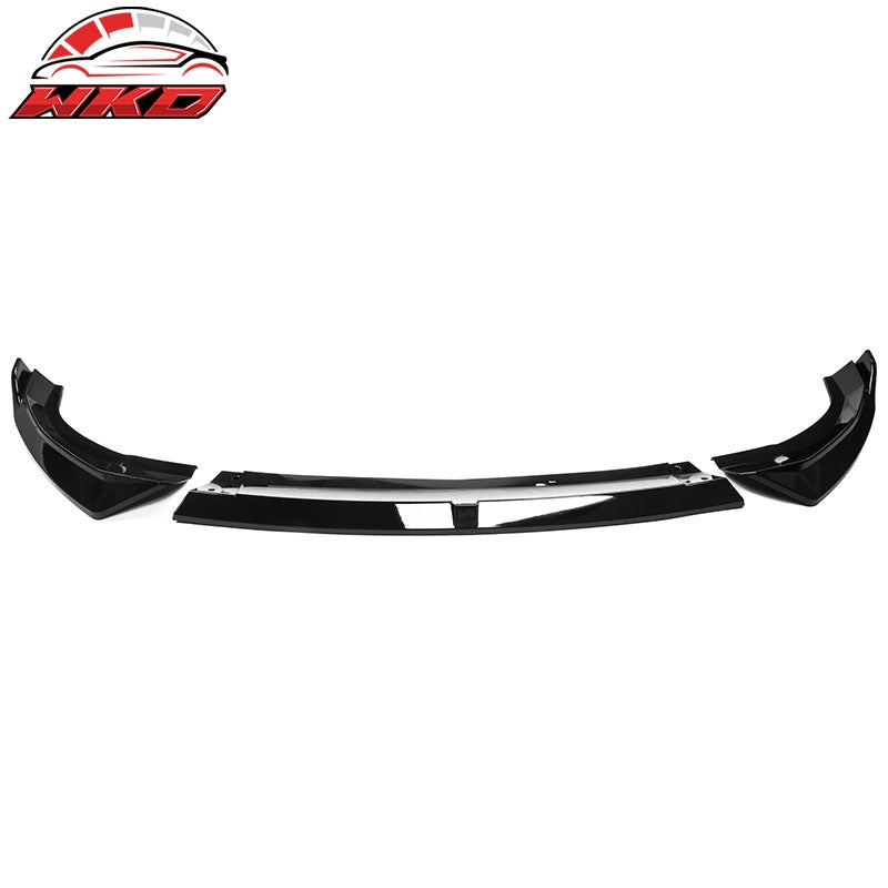 For 22-24 Hyundai Ioniq 5 Gloss Black IKON Style 3PC Front Bumper Lip Spoiler PP