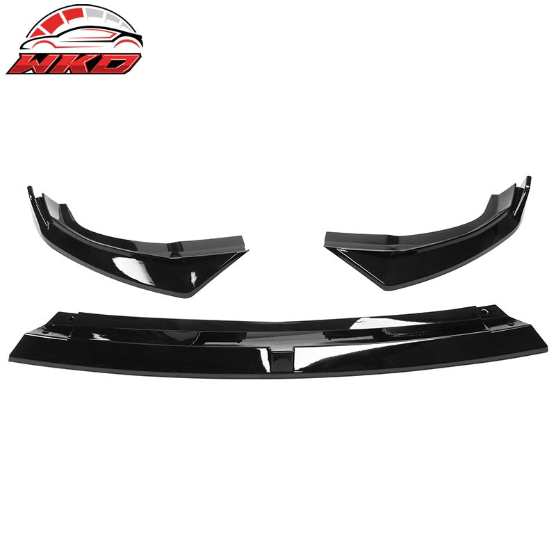 For 22-24 Hyundai Ioniq 5 Gloss Black IKON Style 3PC Front Bumper Lip Spoiler PP