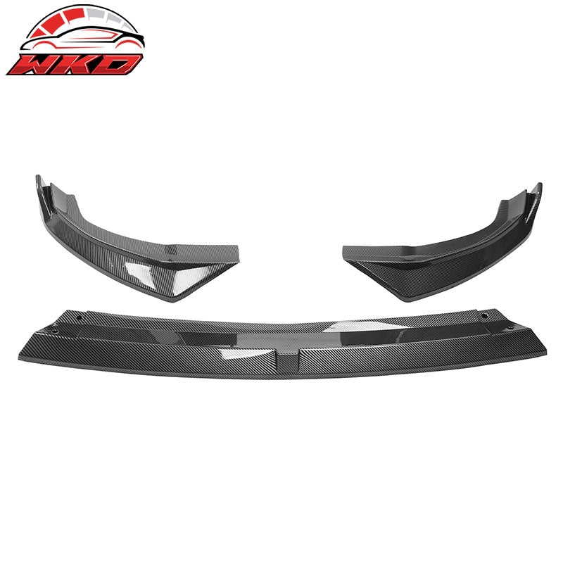 Fits 22-24 Hyundai Ioniq 5 IKON Style Carbon Fiber Print Front Bumper Lip PP 3PC