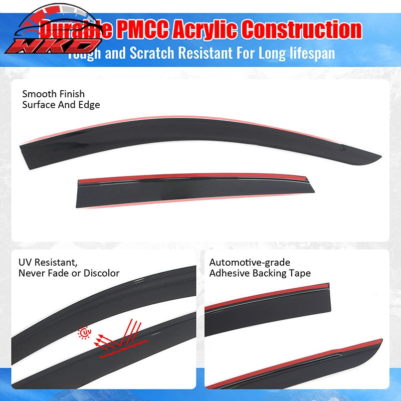 Fits 18-23 Hyundai Kona & Kona Electric Low Profile Style Tape-on Window Visors