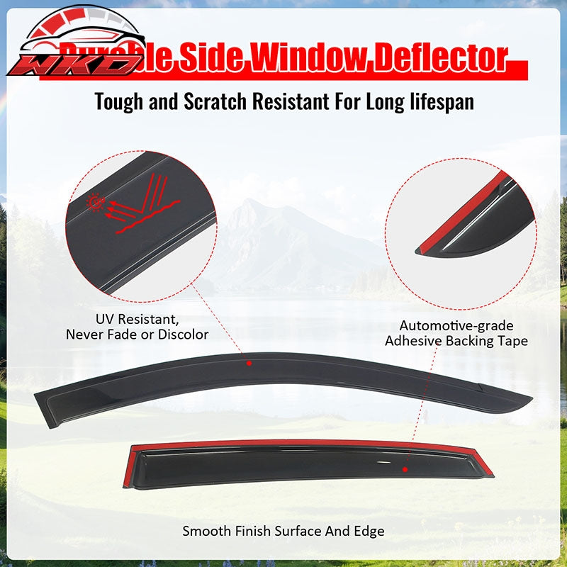 Fits 18-23 Hyundai Kona & Kona Electric Tape-on Window Visors Vent Rain Guards
