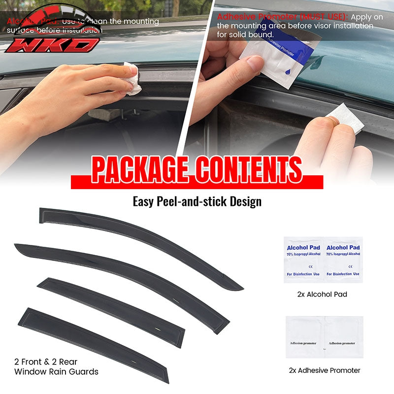 Fits 18-23 Hyundai Kona & Kona Electric Tape-on Window Visors Vent Rain Guards