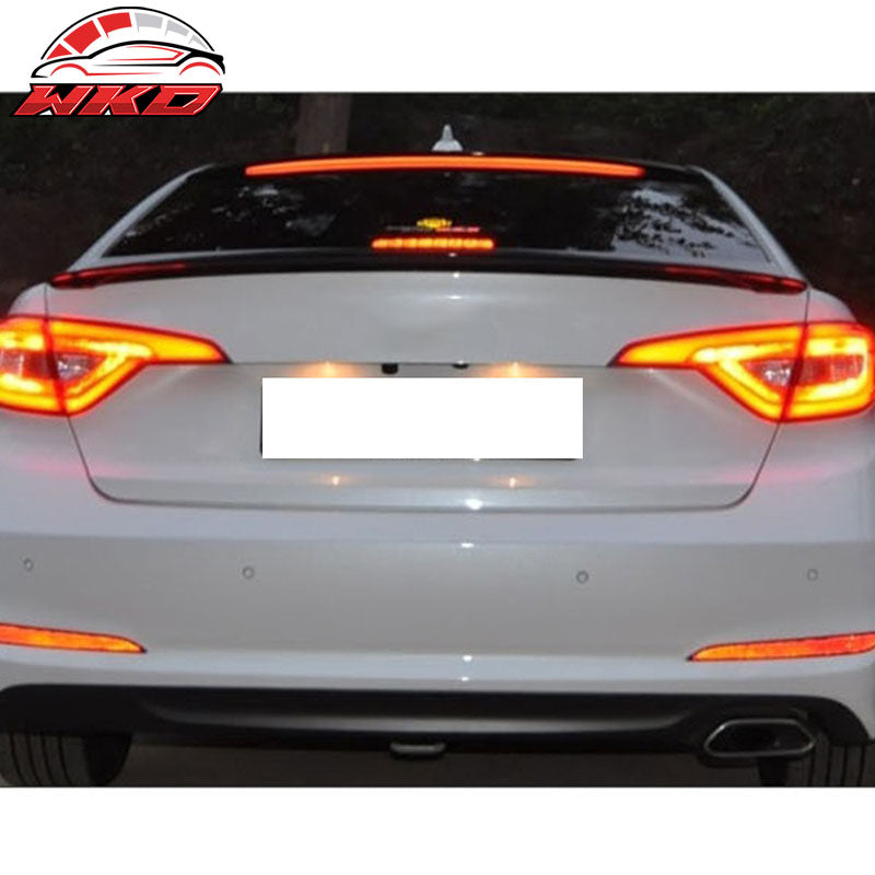 Fits 15-17 Hyundai Sonata OE Style Roof Spoiler W/LED Brake Light Gloss Black