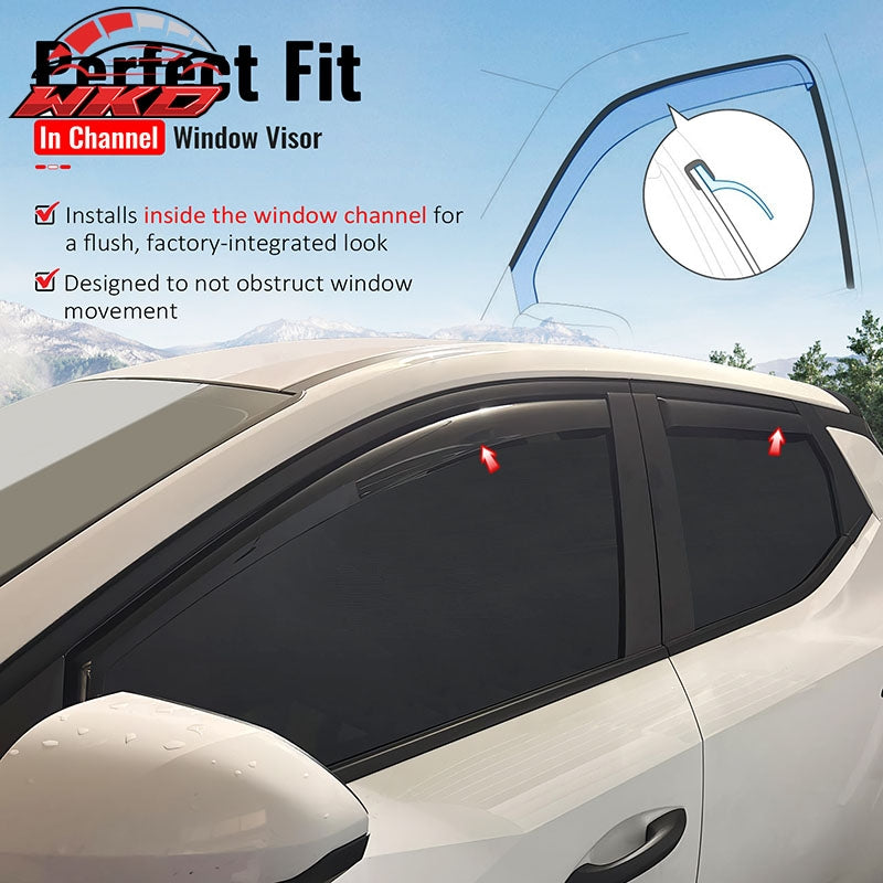 Fits 22-26 Hyundai Santa Cruz In-Channel Window Visors Rain Guards Deflectors