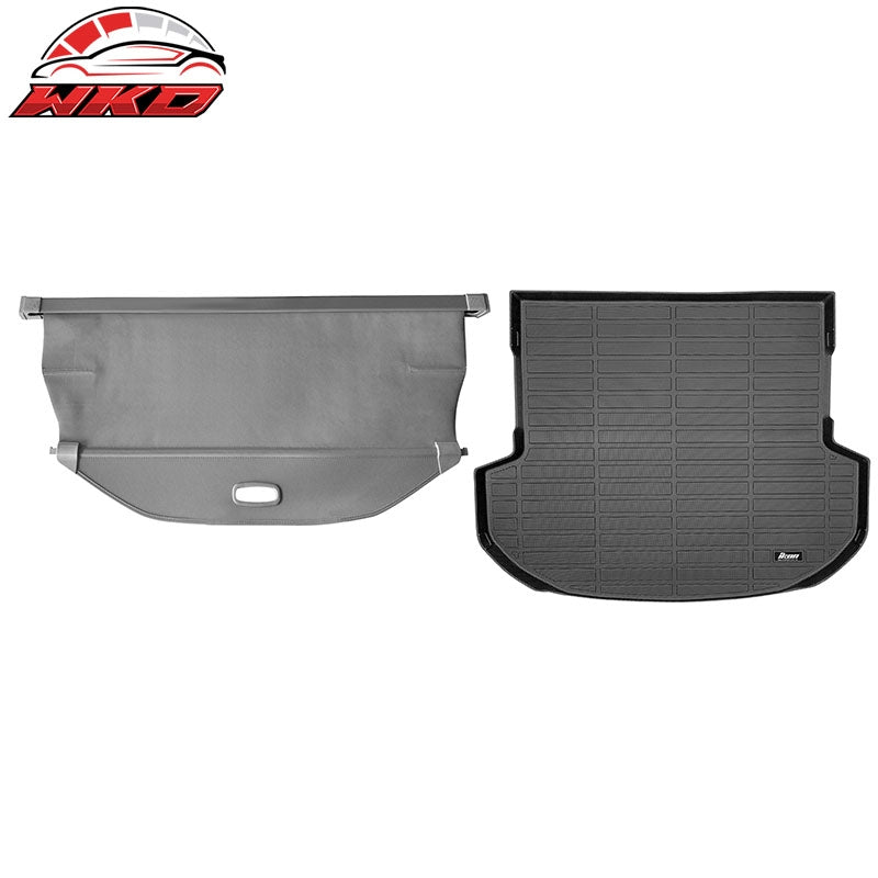Wholesale 21-23 Hyundai Santa Fe 3D TPE Trunk Mat Cargo Liner Pad + Gray Cargo Cover