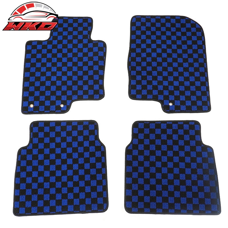 Wholesale 11-14 Hyundai Sonata Anti-slip Floor Mats Checkered Carpet Black Blue Plaid