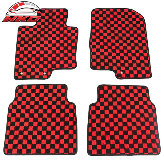Wholesale 11-14 Hyundai Sonata Anti-slip Floor Mats Checkered Carpet Black Red Plaid - Wikond Auto