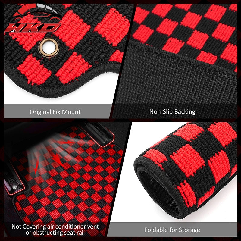 Wholesale 11-14 Hyundai Sonata Anti-slip Floor Mats Checkered Carpet Black Red Plaid - Wikond Auto