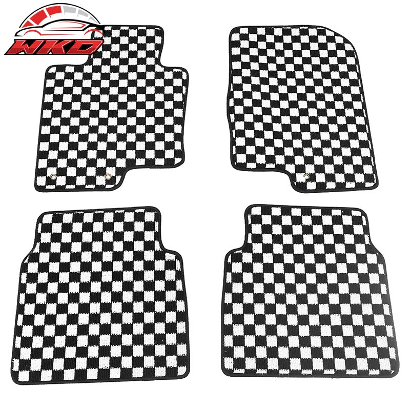 Wholesale 11-14 Hyundai Sonata Car Floor Mats Checkered Carpets Black White Plaid