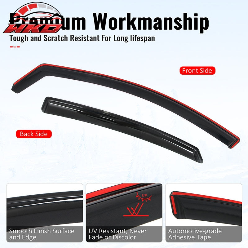 Fits 15-19 Hyundai Sonata In-Channel Window Visors Vent Rain Guards Deflectors