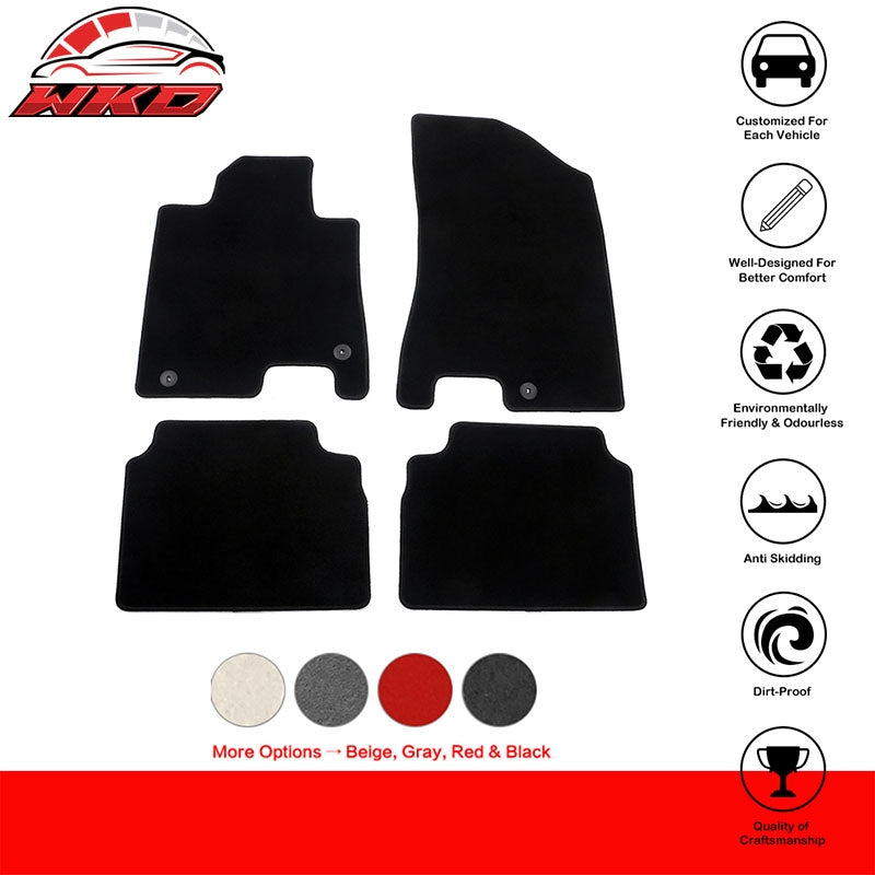 Fits 20-26 Hyundai Sonata 21-26 Kia K5 Anti-Slip Floor Mats Carpet Nylon - Black
