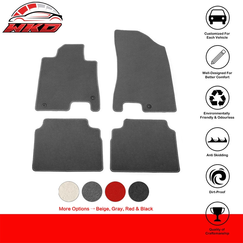 Fits 20-26 Hyundai Sonata 21-26 Kia K5 Anti-Slip Floor Mats Carpet Nylon - Gray