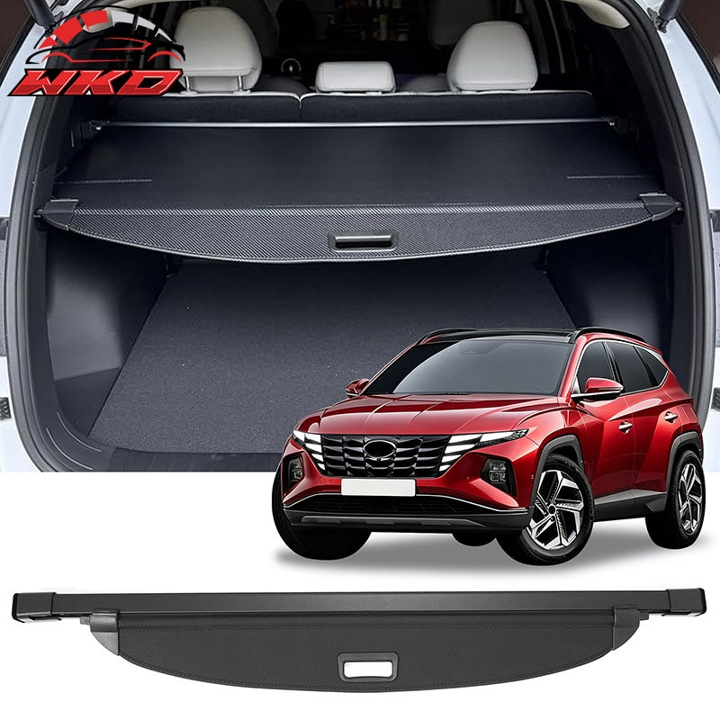 Fits 22-26 Hyundai Tucson Retractable Rear Cargo Cover Carbon Fiber Texture
