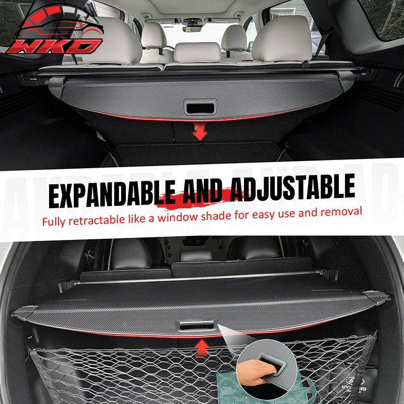 Fits 22-26 Hyundai Tucson Retractable Rear Cargo Cover Carbon Fiber Texture