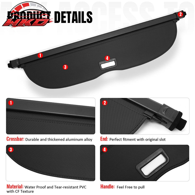 Fits 08-13 INFINITI EX35 EX37 & 14-17 QX50 Rear Cargo Cover Carbon Fiber Texture