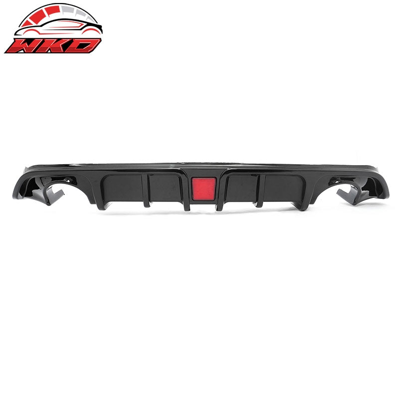 Fits 17-22 INFINITI Q60 LED Rear Bumper Diffuser Lip W/ 4-Fin PP Gloss Black