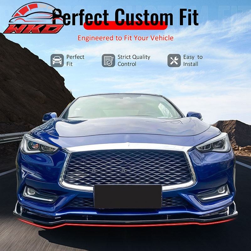 Wholesale 17-22 INFINITI Q60 V2 JDM Front Bumper Lip Chin Splitter PP Gloss Black - Wikond Auto