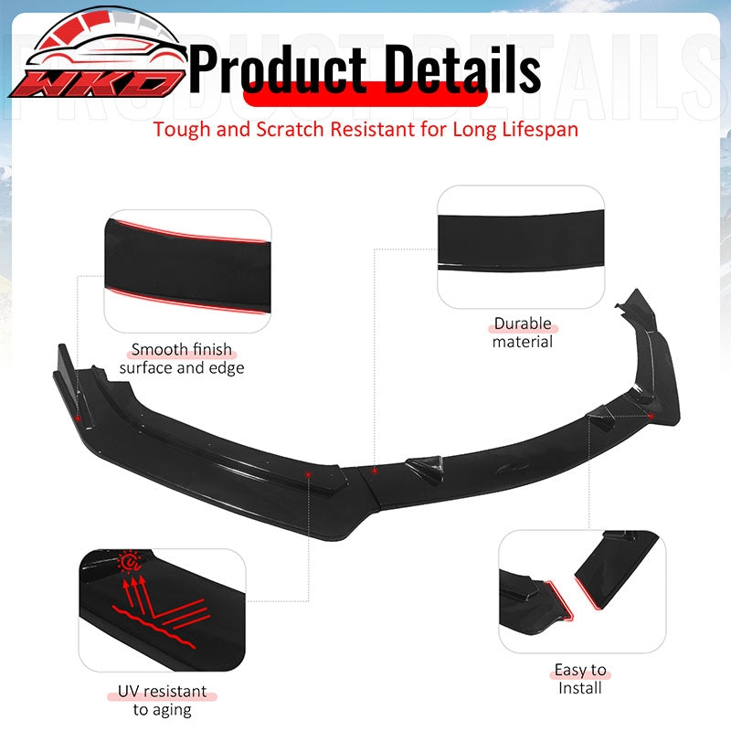 Wholesale 17-22 INFINITI Q60 V2 JDM Front Bumper Lip Chin Splitter PP Gloss Black - Wikond Auto