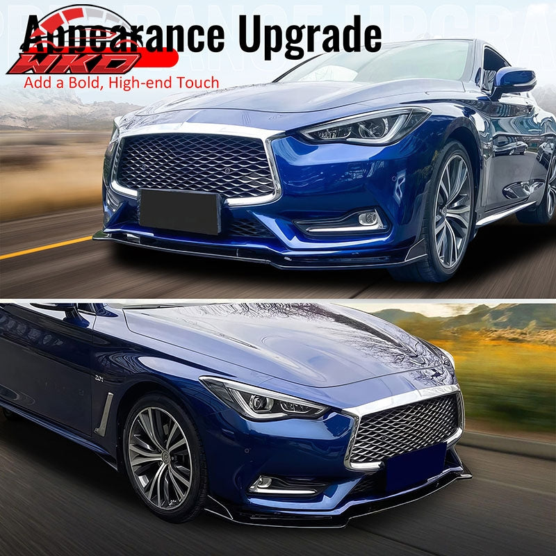 Wholesale 17-22 INFINITI Q60 V2 JDM Front Bumper Lip Chin Splitter PP Gloss Black - Wikond Auto