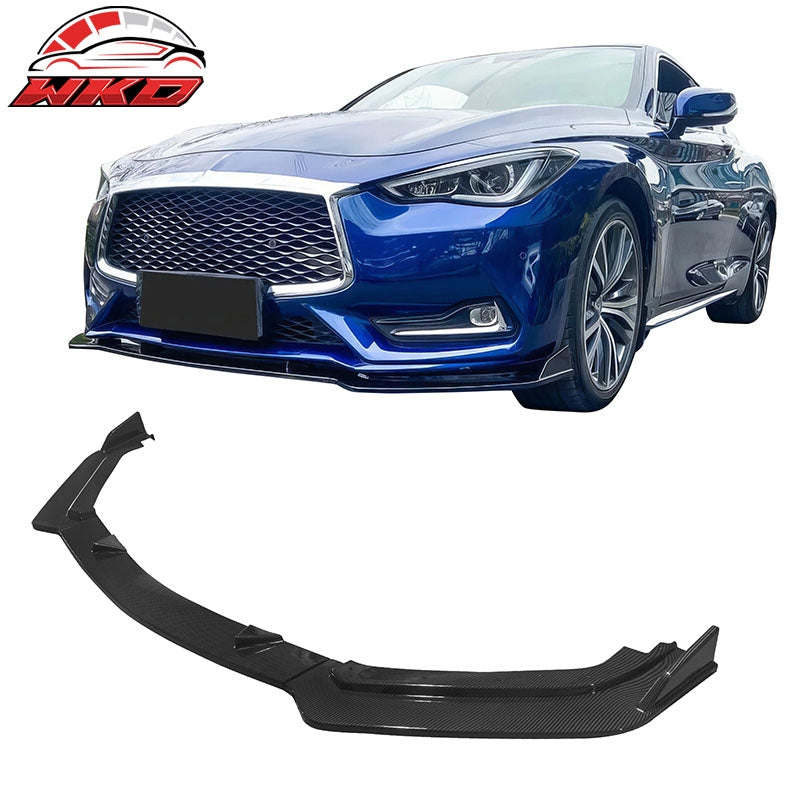 Wholesale 17-22 INFINITI Q60 V2 JDM Front Bumper Lip Spoiler PP Carbon Fiber Print