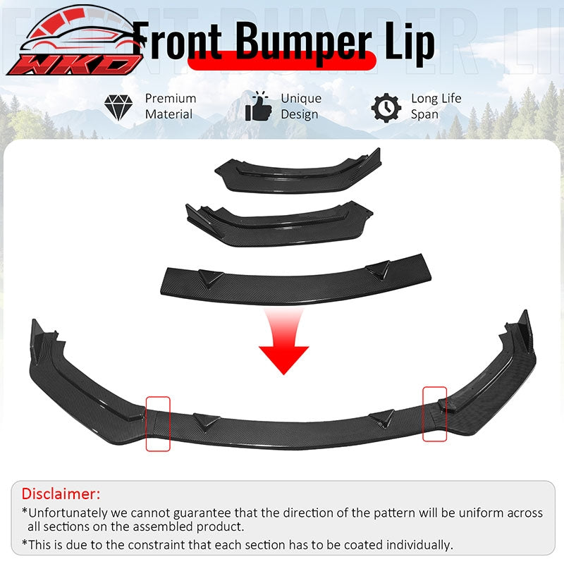 Fits 17-22 INFINITI Q60 V2 JDM Front Bumper Lip Spoiler PP Carbon Fiber Print