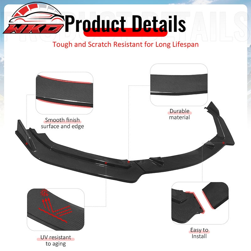 Fits 17-22 INFINITI Q60 V2 JDM Front Bumper Lip Spoiler PP Carbon Fiber Print