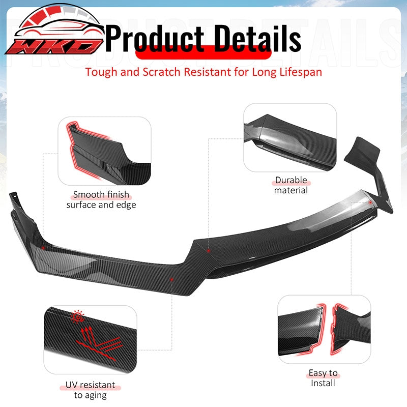 Fits 17-22 INFINITI Q60 V37 RS JDM Style Front Bumper Lip Carbon Fiber Print 3PC
