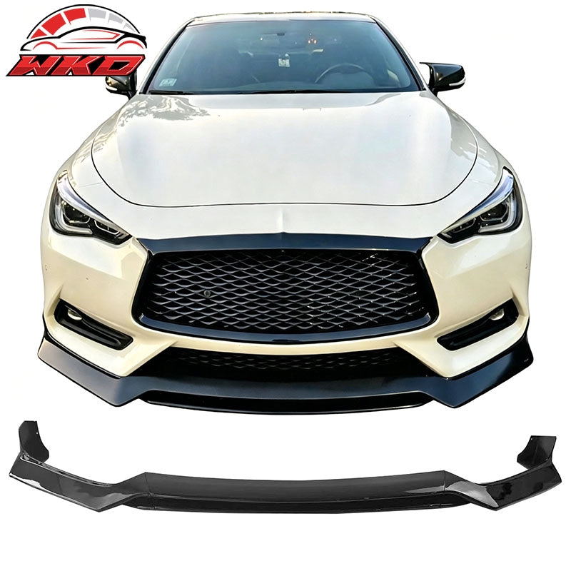 Wholesale 17-22 INFINITI Q60 V37 RS JDM Style Front Bumper Lip Chin Gloss Black 3PCS - Wikond Auto