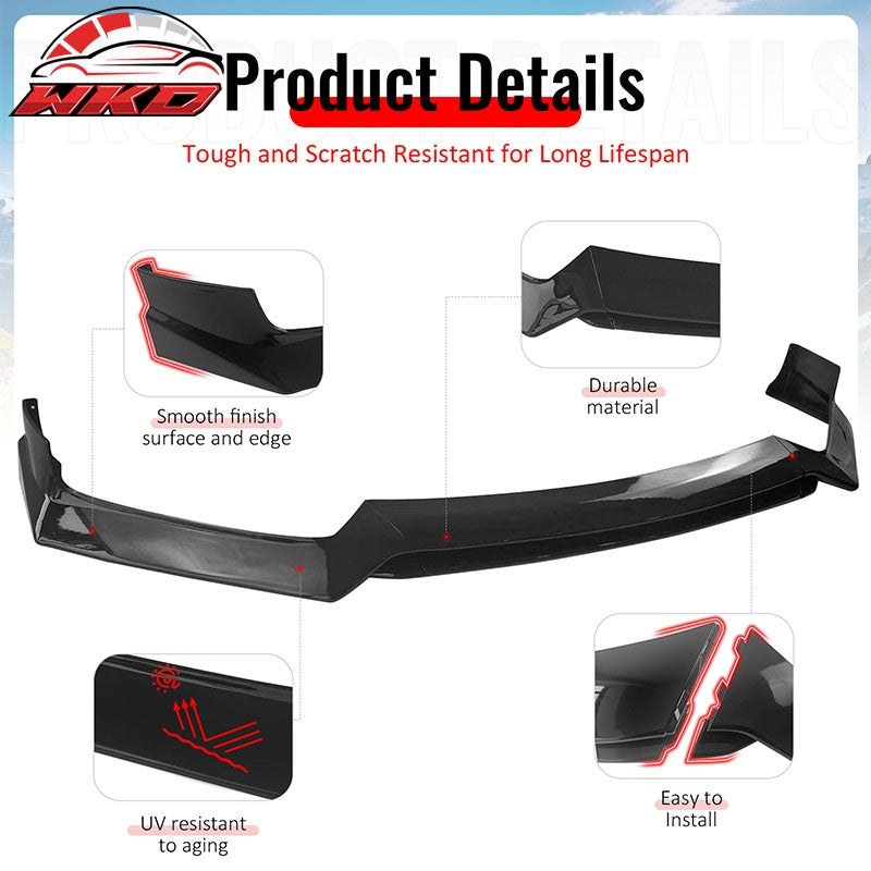 Wholesale 17-22 INFINITI Q60 V37 RS JDM Style Front Bumper Lip Chin Gloss Black 3PCS - Wikond Auto