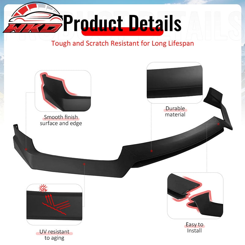 Fits 17-22 INFINITI Q60 V37 RS JDM Style Front Bumper Lip Chin Matte Black 3PCS