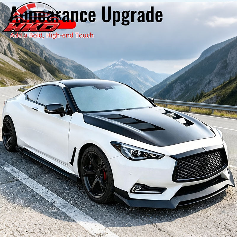Fits 17-22 INFINITI Q60 V37 RS JDM Style Front Bumper Lip Chin Matte Black 3PCS