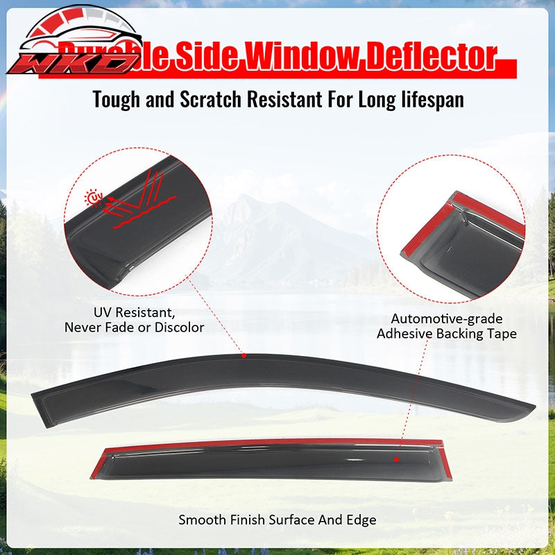 Fits 19-25 INFINITI QX50 Tape-on Window Visors Vent Rain Sun Guard Deflectors