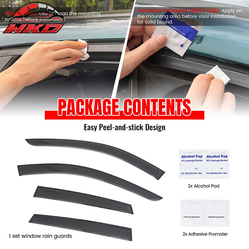 Fits 19-25 INFINITI QX50 Tape-on Window Visors Vent Rain Sun Guard Deflectors