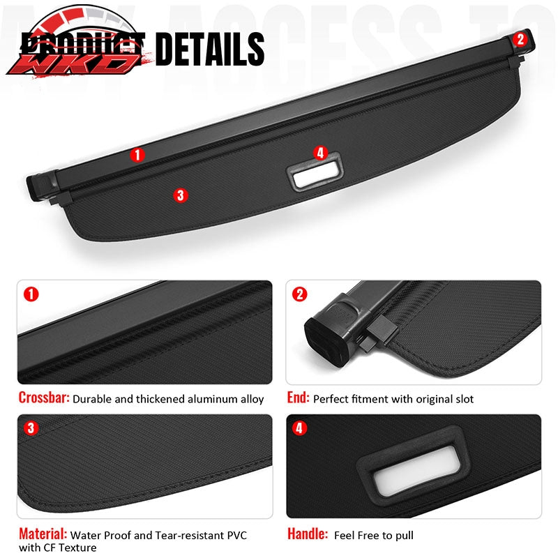 Fits 22-25 INFINITI QX55 Retractable Rear Trunk Cargo Cover Carbon Fiber Texture