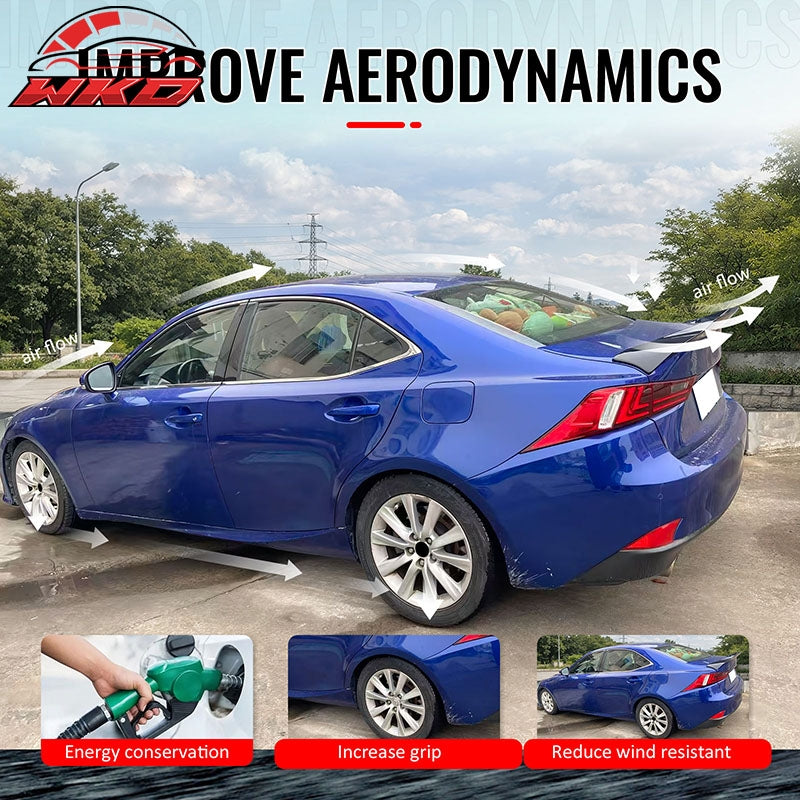 Fits 14-20 IS200t IS250 IS300 IS350 4DR Trunk Spoiler Gloss Black R Style ABS