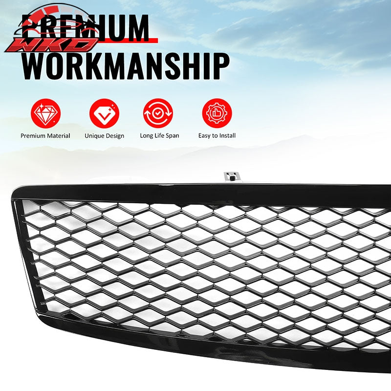 Fits 07-08 Infiniti G35& 09 G37 4Dr Honeycomb Style Upper Grille Gloss Black ABS