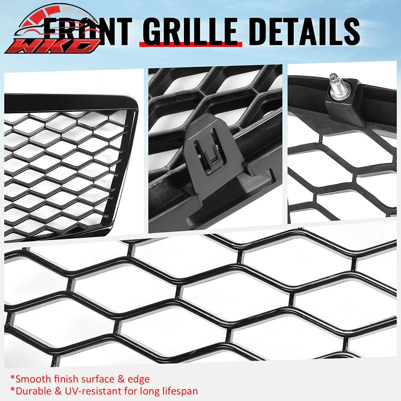Fits 07-08 Infiniti G35& 09 G37 4Dr Honeycomb Style Upper Grille Gloss Black ABS